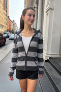 Alana Wool Striped Zip Up Sweater