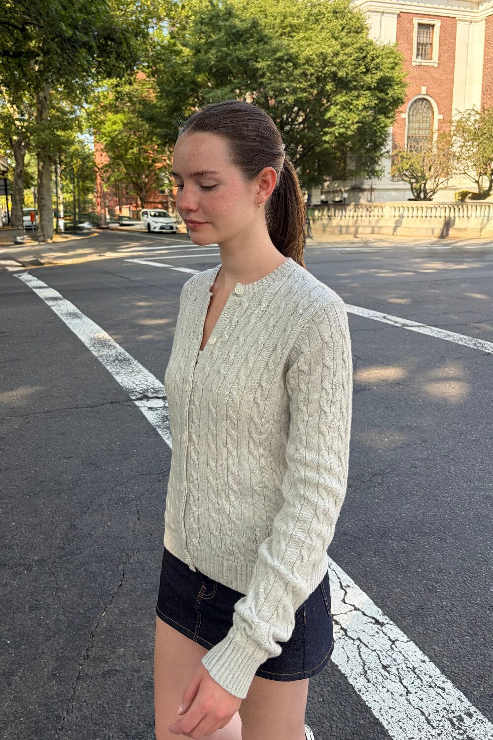 Olsen Wool Cable Knit Cardigan