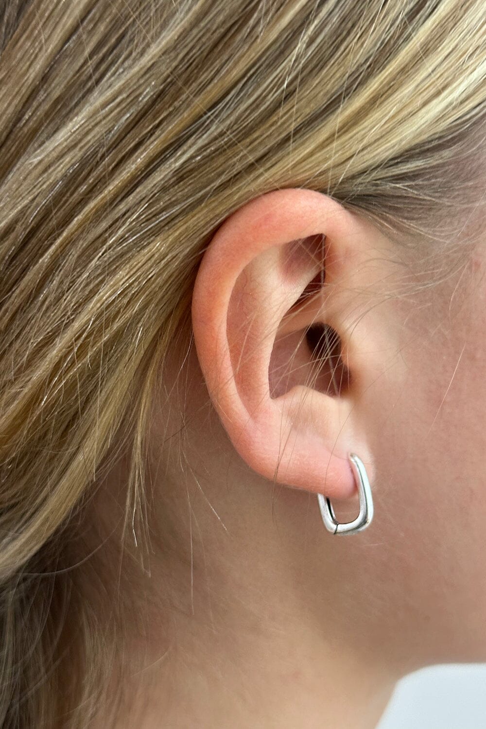Silver Rectangle Hoop Earrings