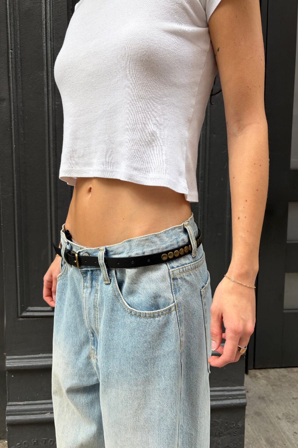 Faux Leather Stud Belt