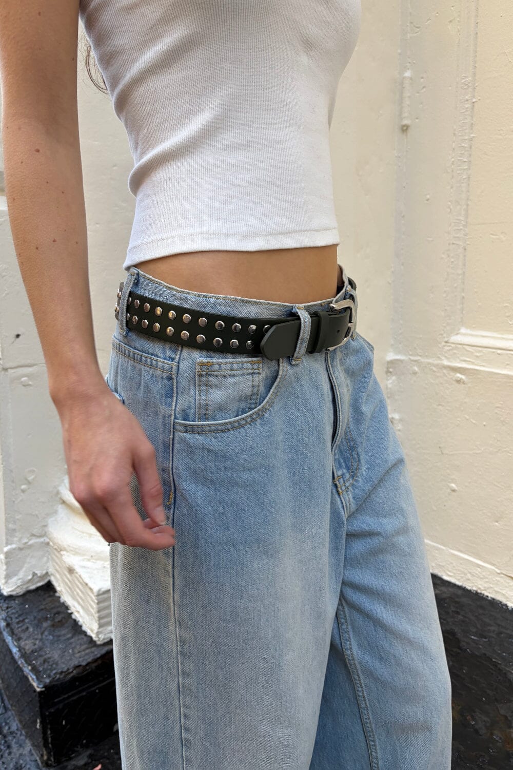 Faux Leather Stud Belt