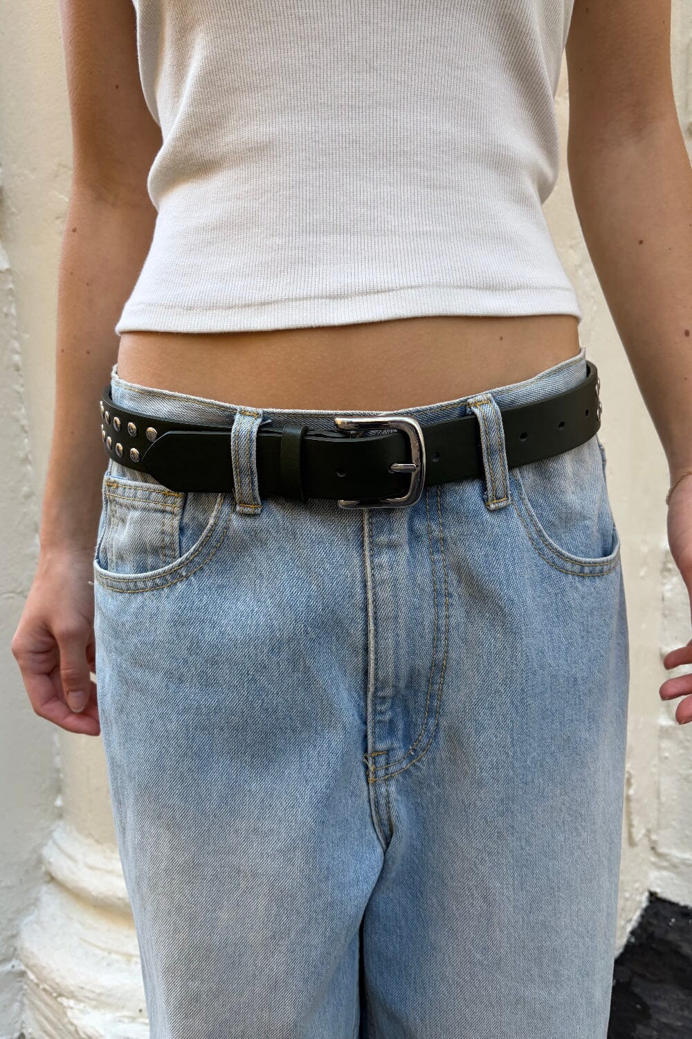 Faux Leather Stud Belt