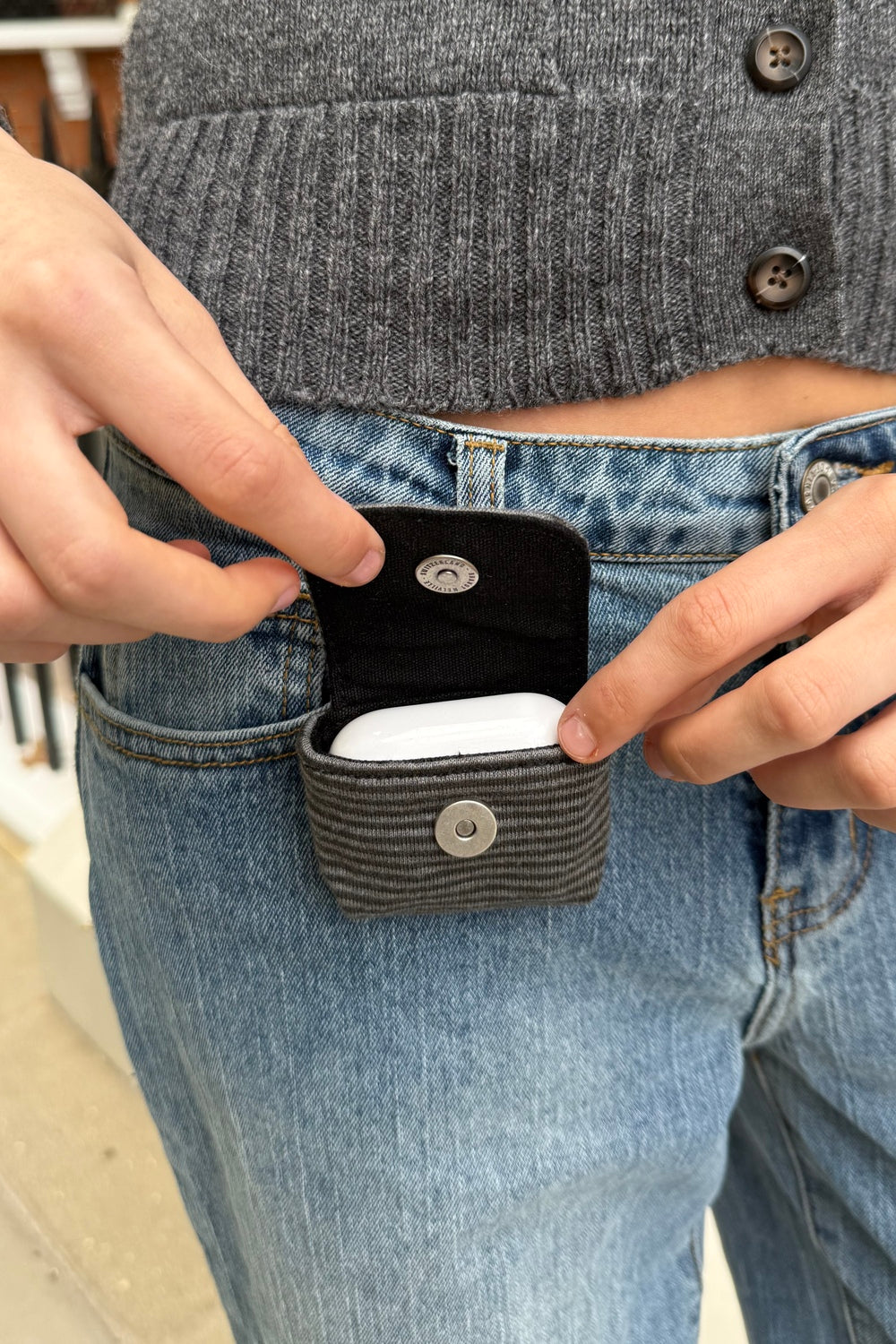 Striped Mini Bag Keychain
