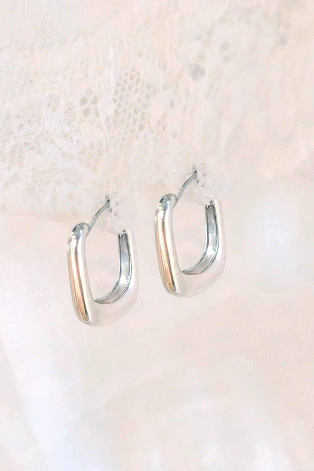 Silver Rectangle Earrings